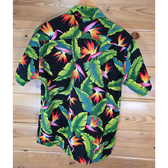 VTG Hilo Hattie Floral Bird Of Paradise Hawaiian Shirt Men Small - Picture 3 of 9